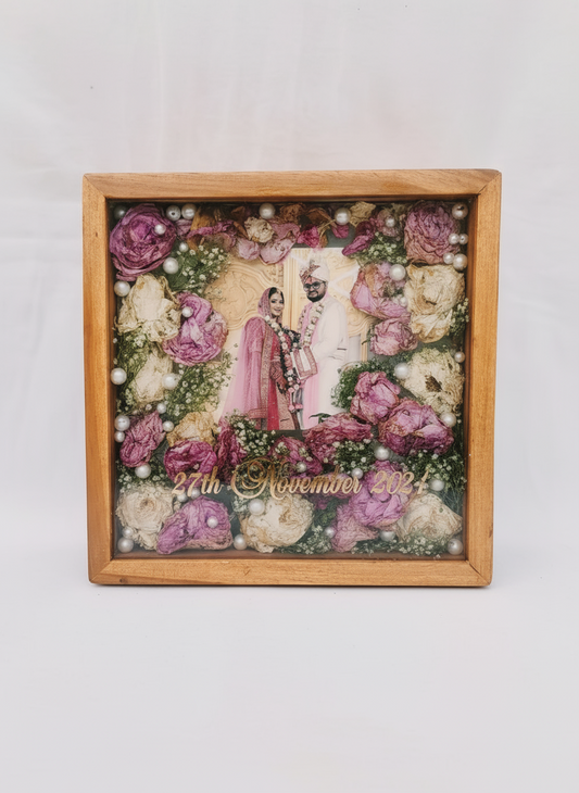 Square Teakwood Varmala Preservation Frame