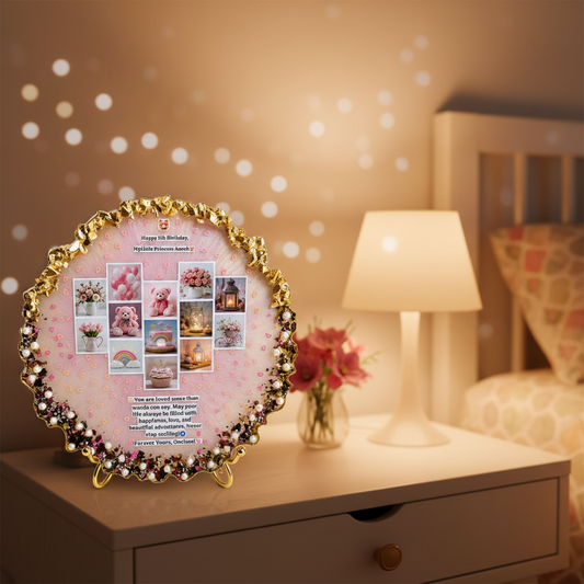 Personalized Kids Birthday Resin Frame with Gold Foil Border & Photo Collage – My Little Princess