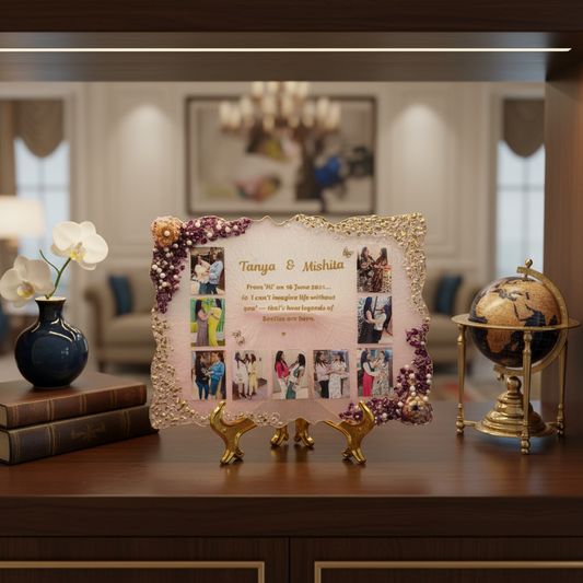 Personalized Farewell & Friendship Resin Multi-Photo Frame with Floral Border