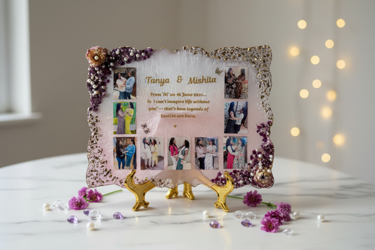 Personalized Farewell & Friendship Resin Multi-Photo Frame with Floral Border