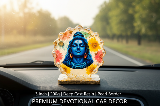 Lord Shiva Car Dashboard & Home Temple Standy – 3 Inch Deep Cast Resin