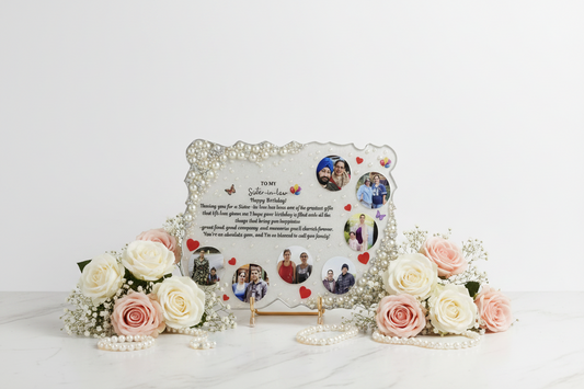 Personalized Rectangle Resin Multi-Photo Frame with Pearl Border – 9x12 Inch