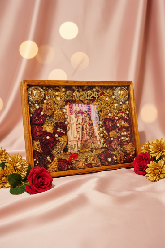 Rectangular Teakwood Varmala Preservation. 12 x 16 inch with Kalere