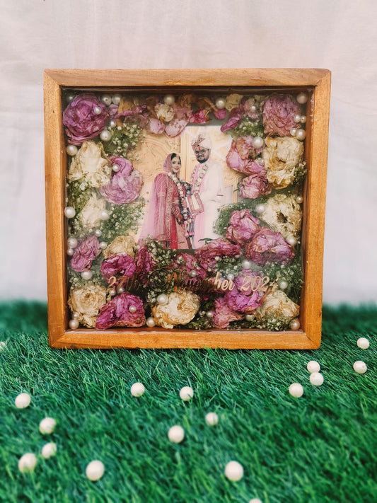 Square Teakwood Varmala Preservation Frame