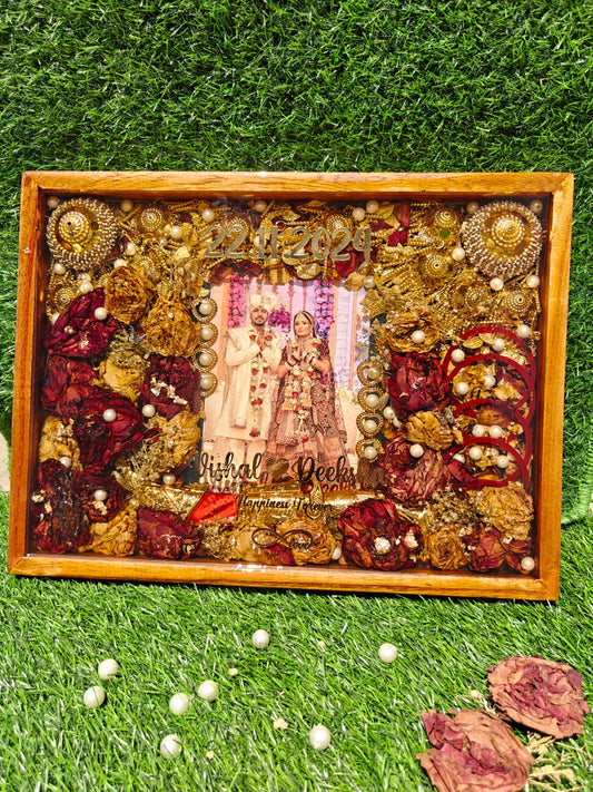 Rectangular Teakwood Varmala Preservation. 12 x 16 inch with Kalere