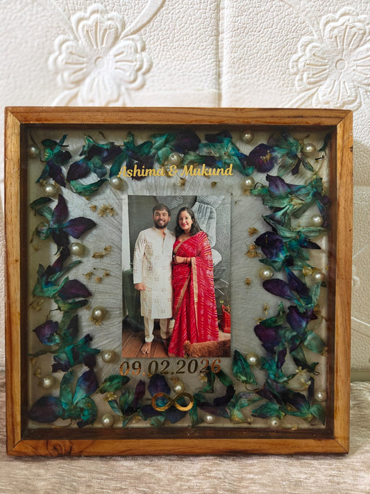 Square Teakwood Varmala Preservation Frame 10 x 10 inch