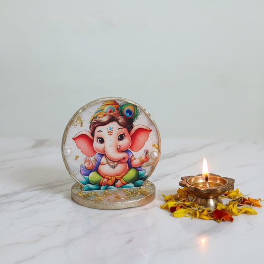 Bal Ganesh Car Dashboard & Office Table Standy – 2 Inch Deep Cast Resin
