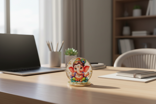 Bal Ganesh Car Dashboard & Office Table Standy – 2 Inch Deep Cast Resin