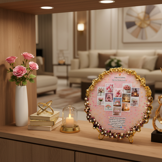 Personalized Kids Birthday Resin Frame with Gold Foil Border & Photo Collage – My Little Princess