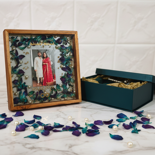 Square Teakwood Varmala Preservation Frame 10 x 10 inch