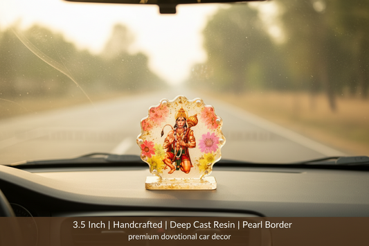Hanuman Ji Car Dashboard & Home Temple Standy – 3 Inch Deep Cast Resin