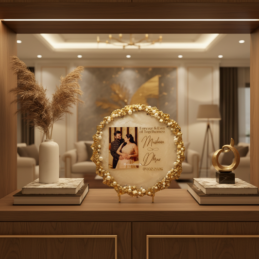Personalized Couple Resin Frame with Gold Foil & Pearl Border – 10 & 12 Inch