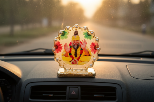 Premanand Ji Maharaj Car Dashboard & Home Temple Standy – 3 Inch Deep Cast Resin