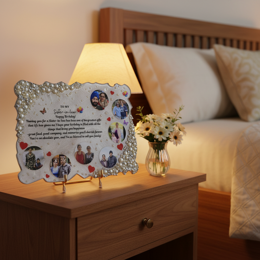 Personalized Rectangle Resin Multi-Photo Frame with Pearl Border – 9x12 Inch